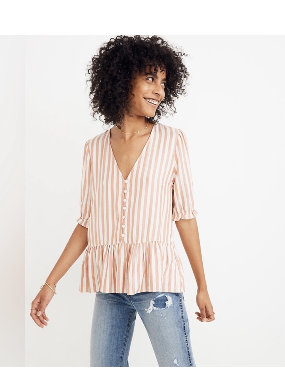 Madewell Courtyard Ruffle Hem Top XXS NWOT